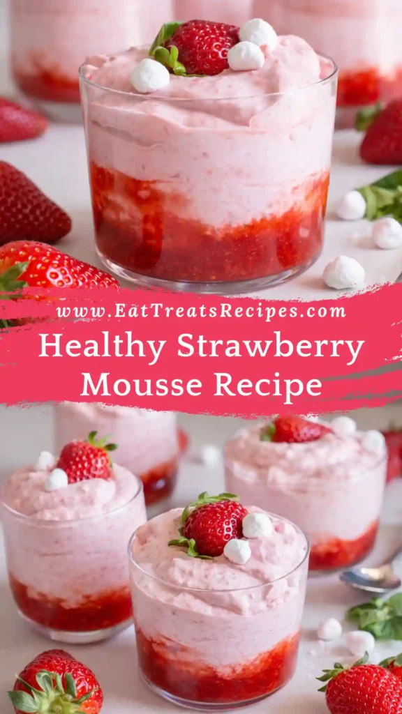 Healthy strawberry mousse dessert ready to serve