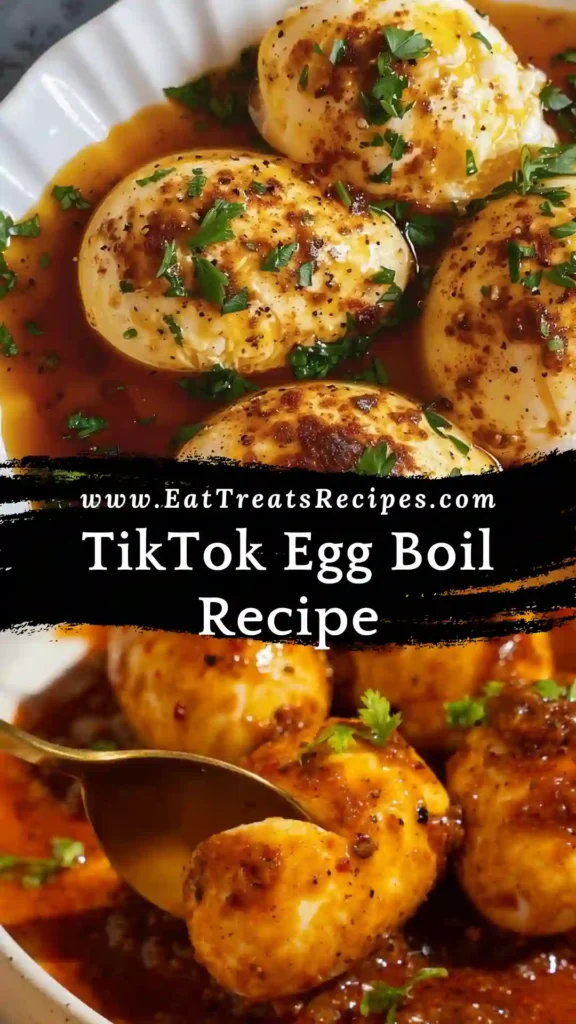 TikTok egg boil recipe stored in meal prep container on marble surface