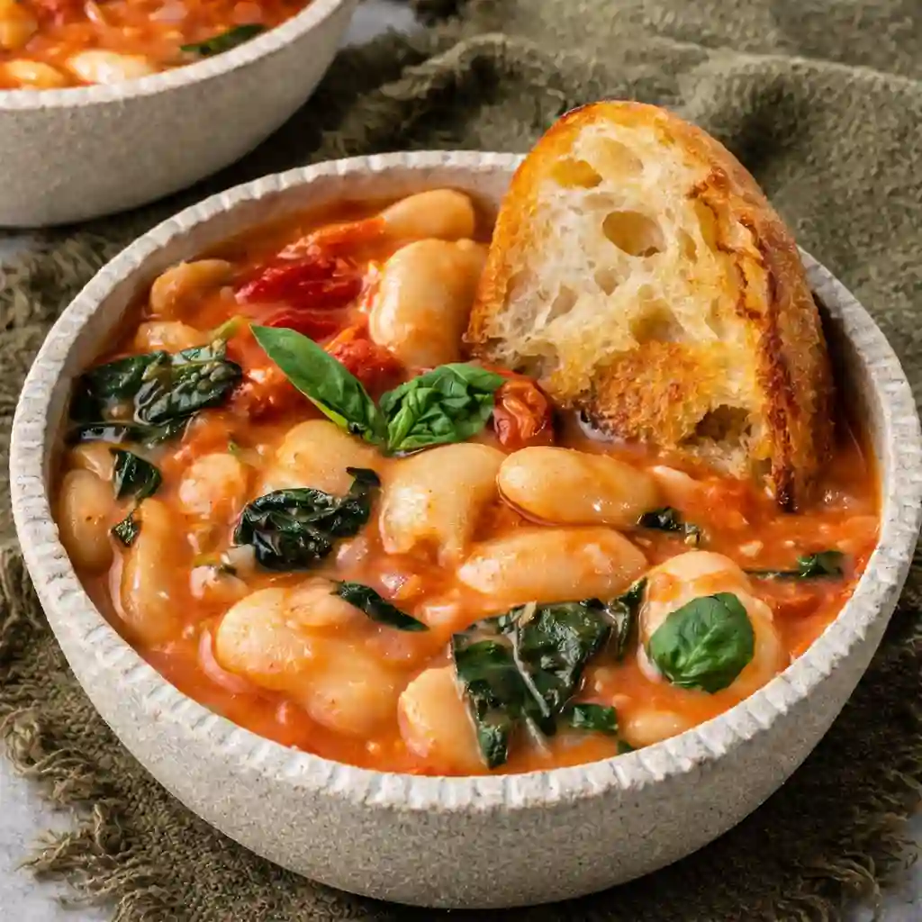 Tomato basil butter beans in creamy tomato sauce