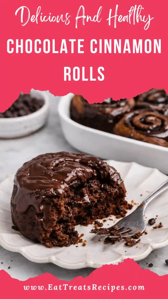 Chocolate Cinnamon Rolls with cream cheese frosting and melted chocolate drizzle