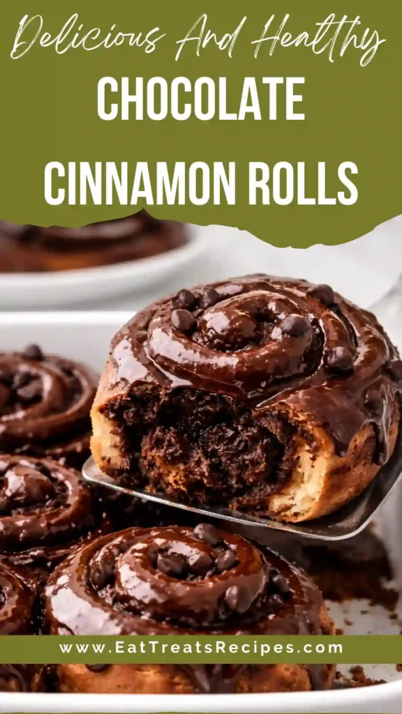 Chocolate Cinnamon Rolls with cream cheese frosting and melted chocolate drizzle