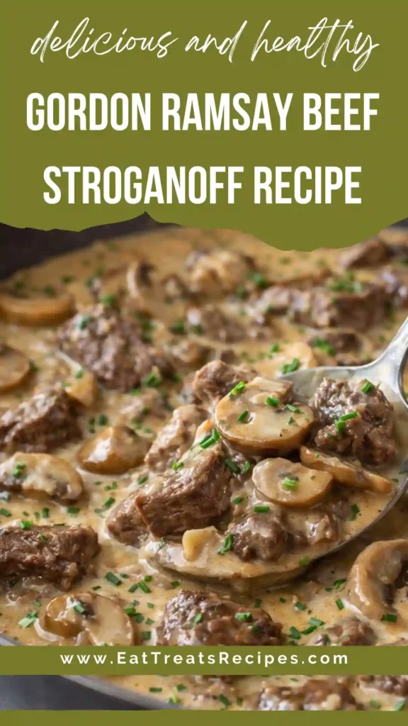 Classic homemade beef stroganoff recipe with mushrooms and sour cream sauce