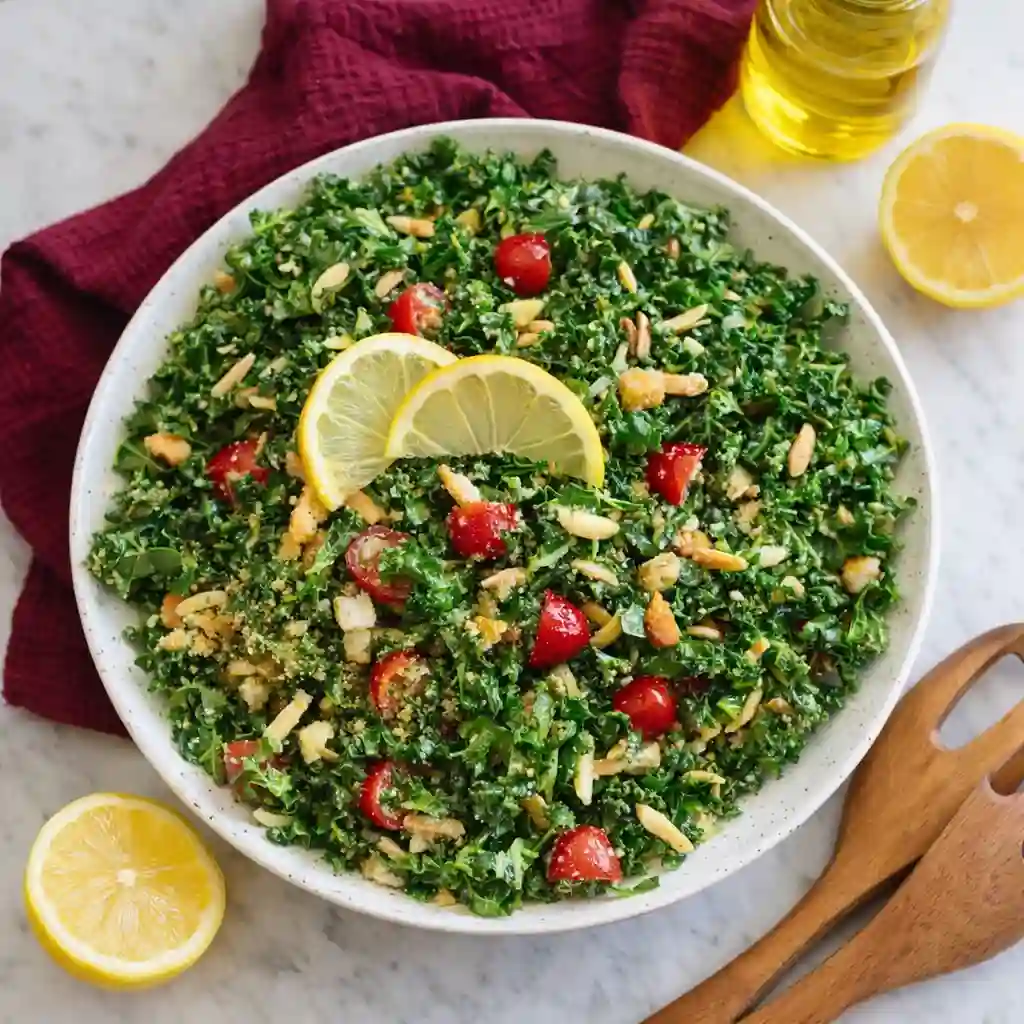 lemon parmesan kale salad with fresh lemon dressing