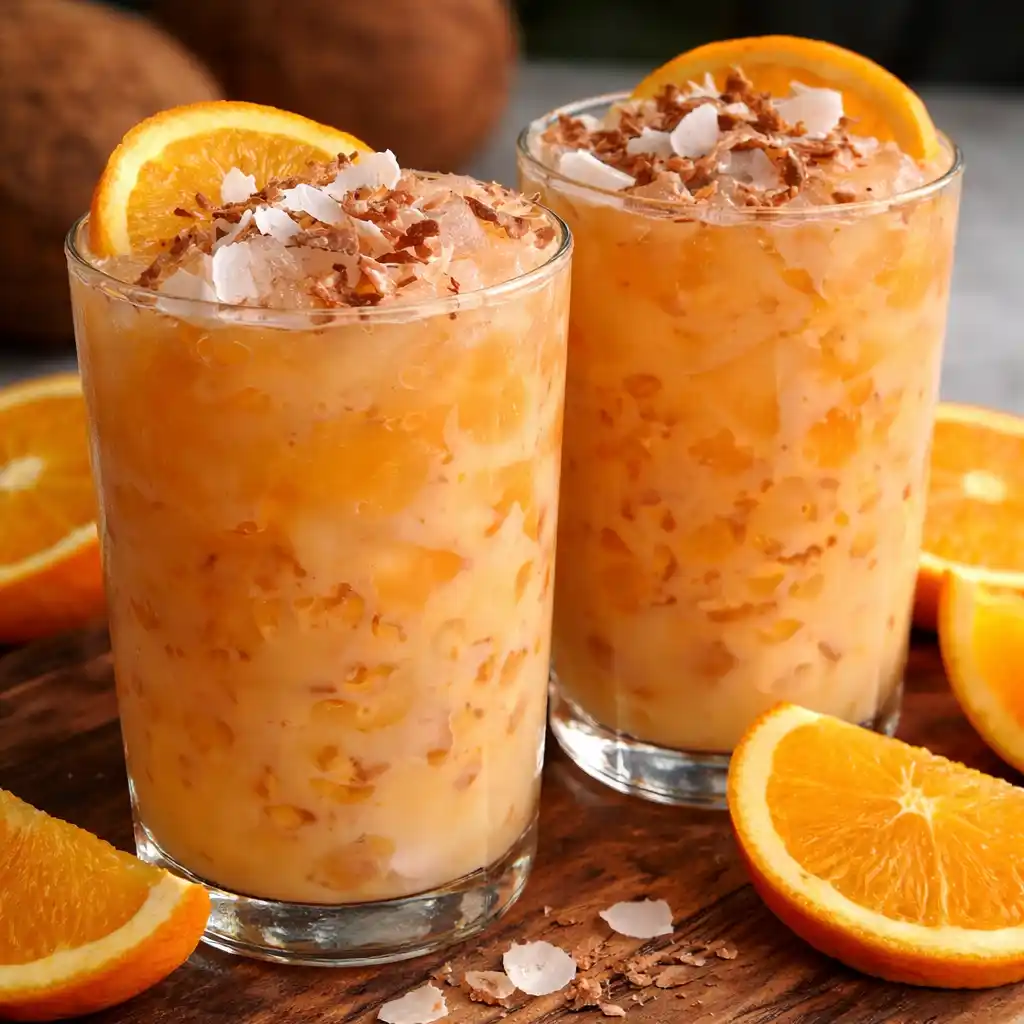 refreshing coconut orange glow tropical drink
