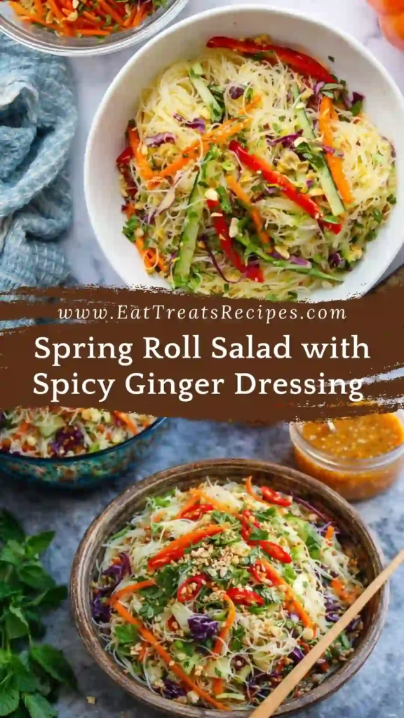 Spring Roll Salad with Spicy Ginger Dressing