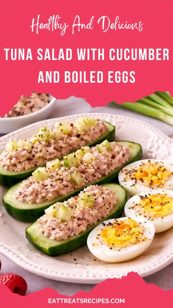 tuna salad with cucumber and boiled eggs in a healthy high protein bowltuna salad with cucumber and boiled eggs in a healthy high protein bowl