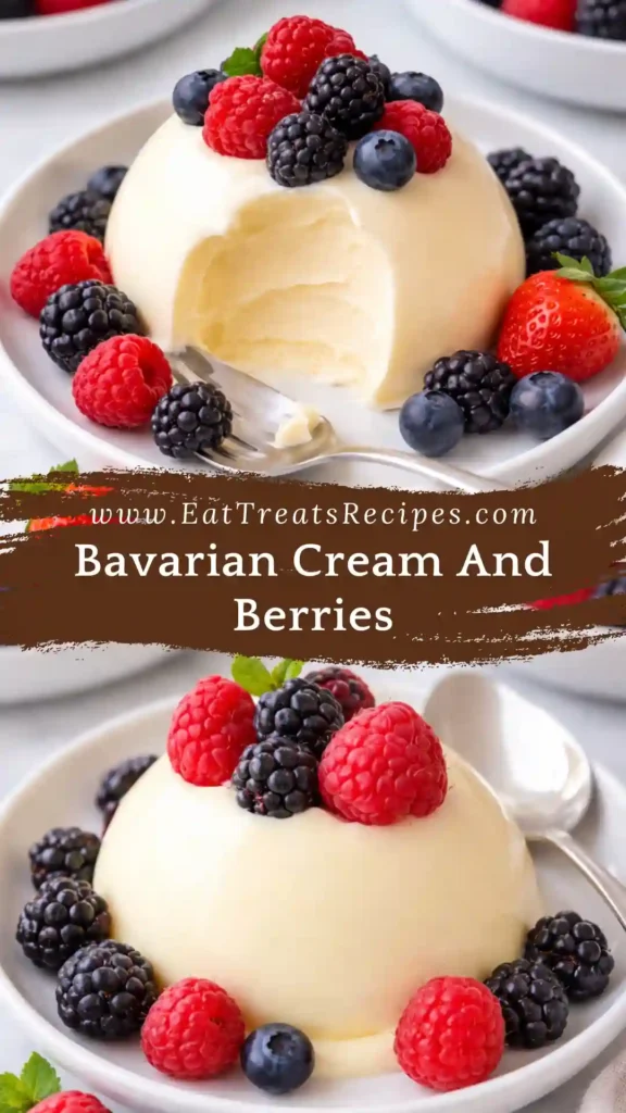 Bavarian cream and berries dessert in glass bowl