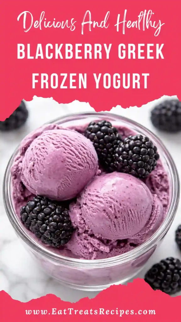 blackberry Greek frozen yogurt in bowl with fresh blackberries