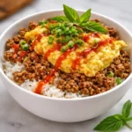 boy kibble recipe beef rice bowl with egg and green onions