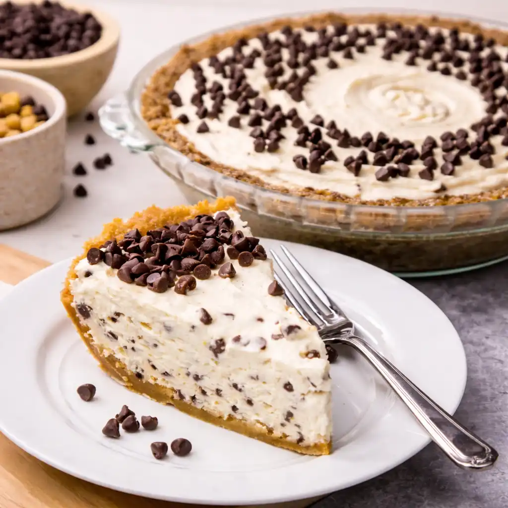 chocolate chip cannoli pie creamy ricotta dessert with chocolate chips