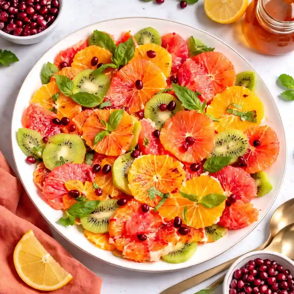 fresh citrus salad with oranges grapefruit and pomegranate seeds