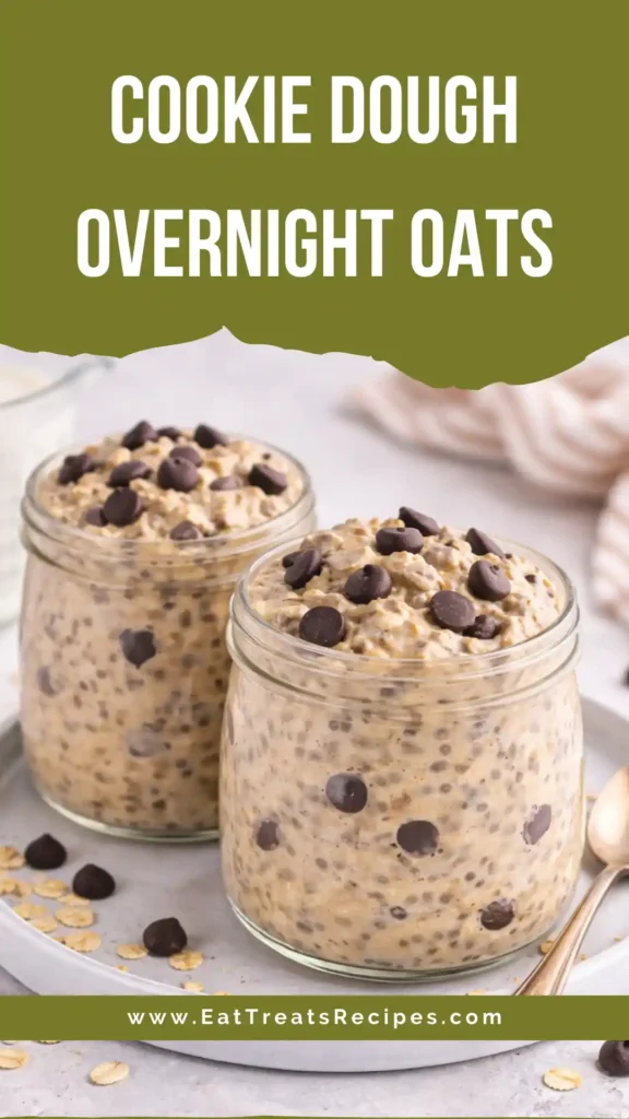 Cookie Dough Overnight Oats in mason jar with chocolate chips