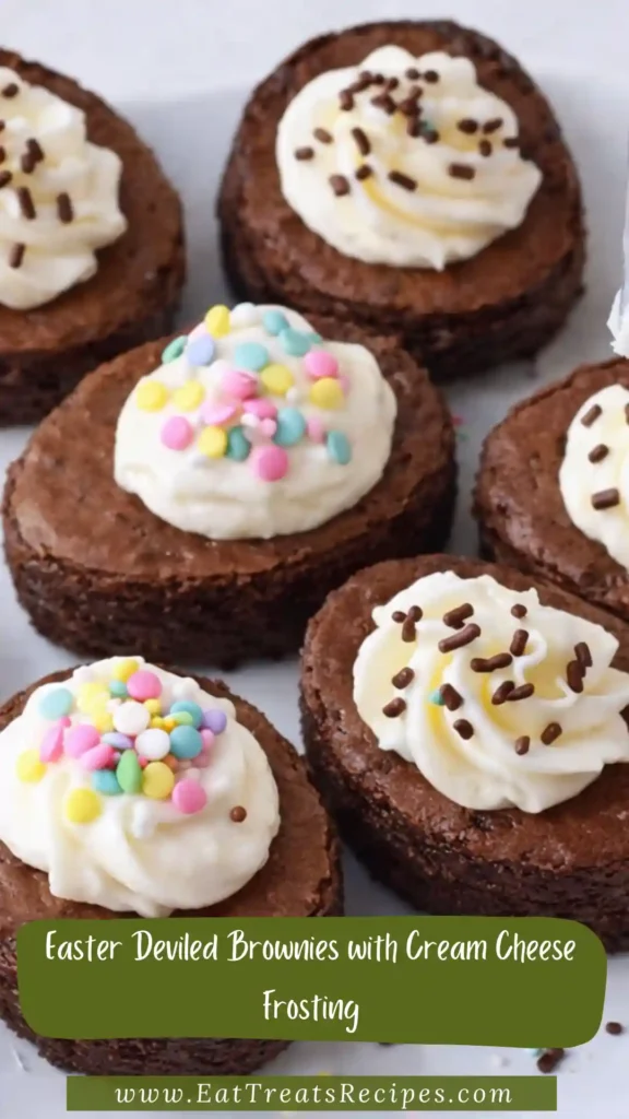 easter deviled brownies with cream cheese frosting