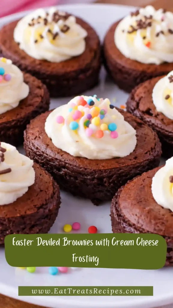 easter deviled brownies with cream cheese frosting