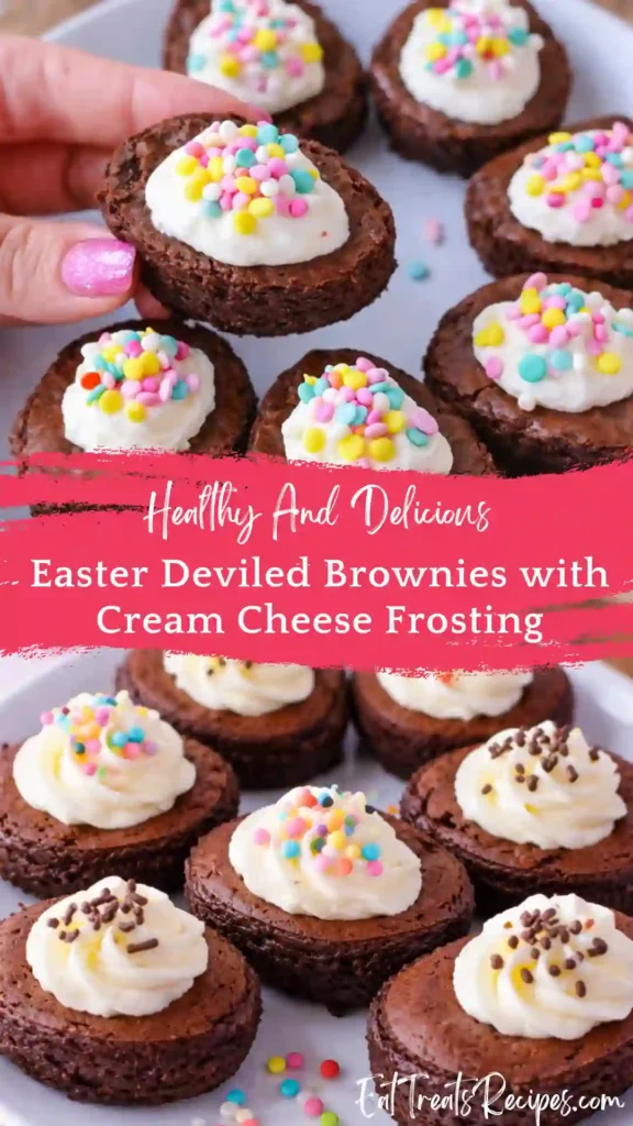 easter deviled brownies with cream cheese frosting