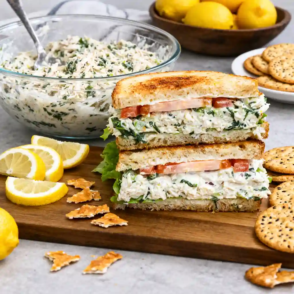 Easy lemon basil chicken salad fresh herbs creamy texture bowl