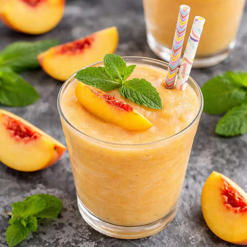 frozen peach lemonade slush drink refreshing summer