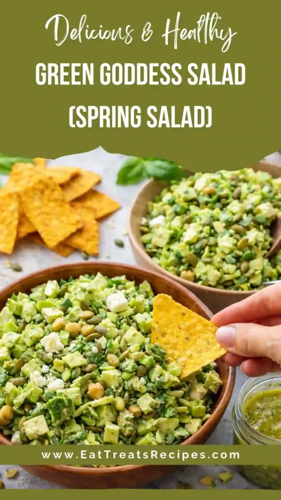 Green Goddess Salad with creamy herb dressing served in a white bowl