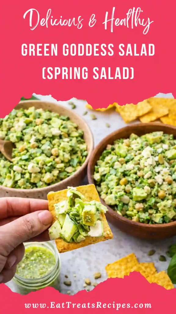 Green Goddess Salad with creamy herb dressing served in a white bowl