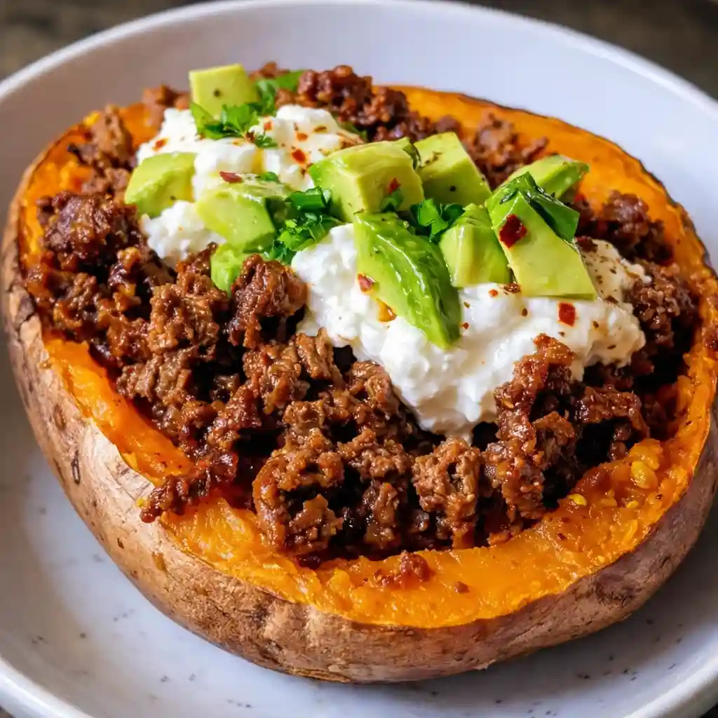 hot honey beef and sweet potato boats recipe