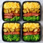 human kibble breakfast box high protein meal prep with eggs potatoes sausage broccoli