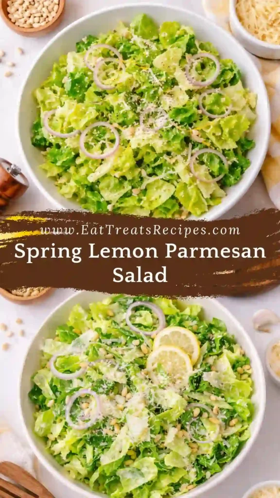 Lemon parmesan salad with romaine lettuce and shaved parmesan
