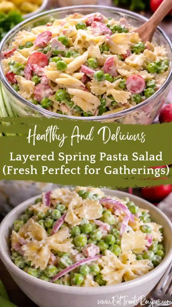 layered spring pasta salad colorful bowl