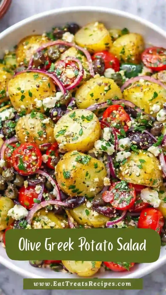 olive greek potato salad with feta and kalamata olives