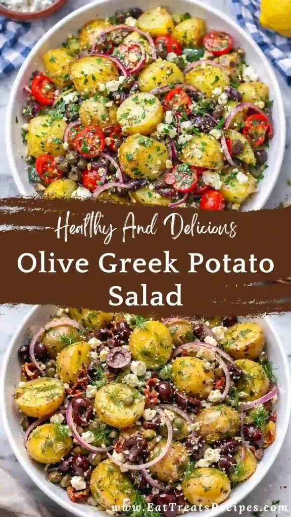 olive greek potato salad with feta and kalamata olives