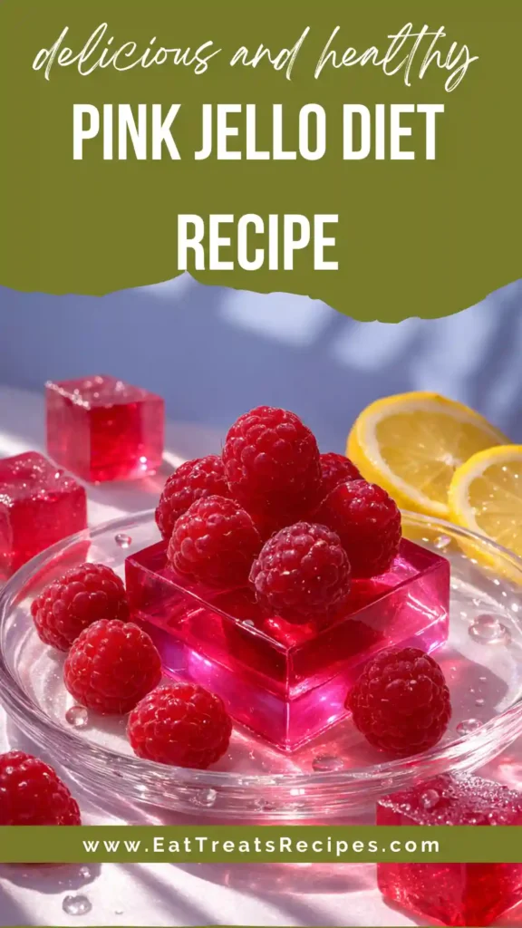 Pink Jello Diet Recipe sugar-free cubes in glass bowl