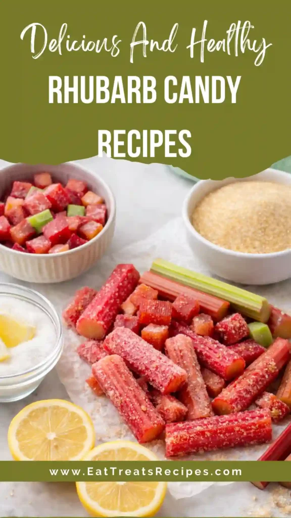 Rhubarb Candy Recipes with sweet candied rhubarb ribbons