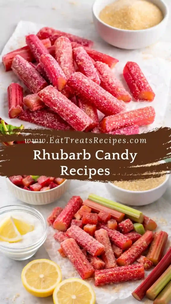 Rhubarb Candy Recipes with sweet candied rhubarb ribbons