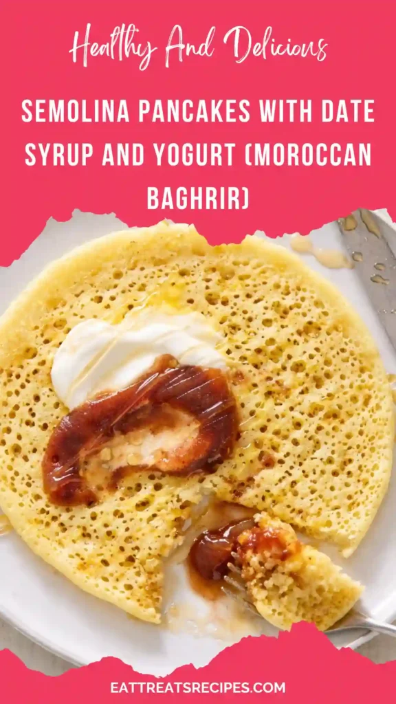 semolina pancakes with date syrup and yogurt moroccan baghrir