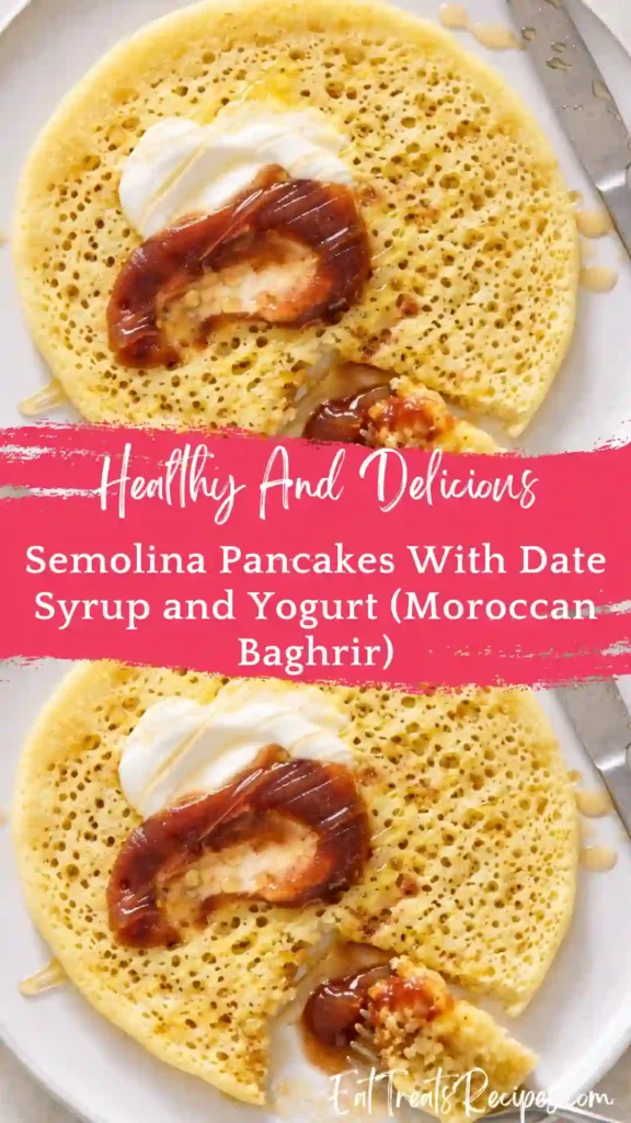 semolina pancakes with date syrup and yogurt moroccan baghrir