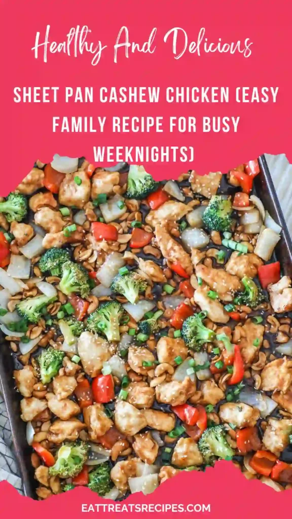 sheet pan cashew chicken with roasted vegetables and crunchy cashews