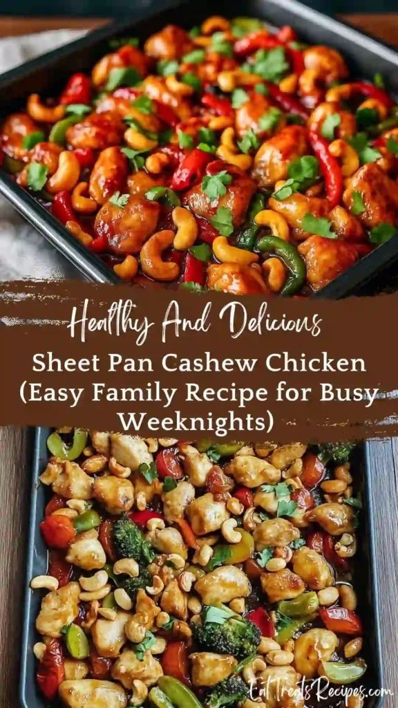 sheet pan cashew chicken with roasted vegetables and crunchy cashews