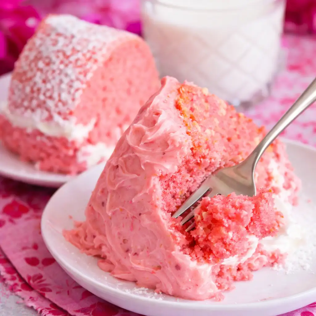 Strawberry Bundt Cake with fresh strawberries and glaze