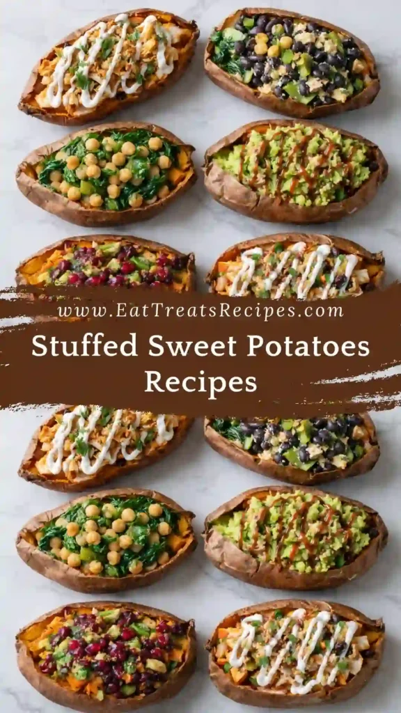 Stuffed sweet potatoes recipes with vegetables beans and herbs