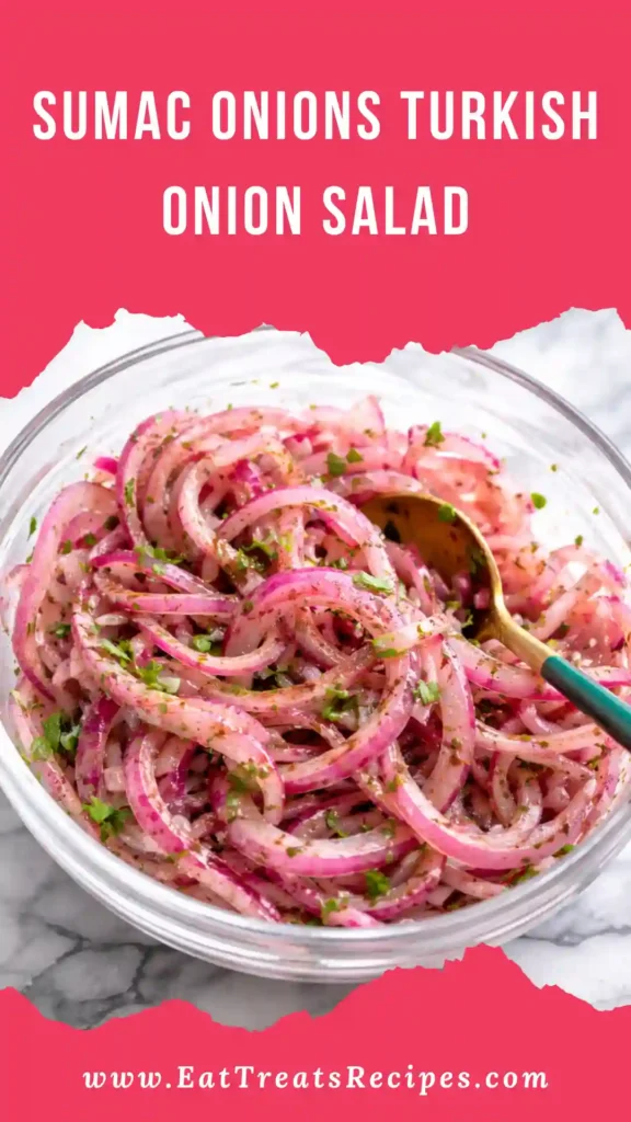Sumac Onions (Turkish Onion Salad) made with red onions, lemon, parsley and sumac seasoning