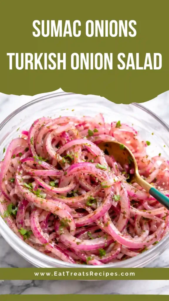 Sumac Onions (Turkish Onion Salad) made with red onions, lemon, parsley and sumac seasoning