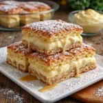 vanilla custard cream squares layered creamy dessert