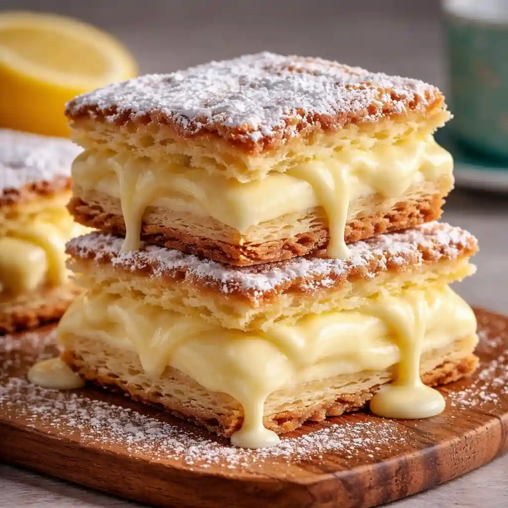 vanilla custard cream squares layered creamy dessert