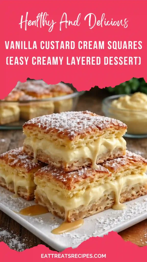 vanilla custard cream squares layered creamy dessert