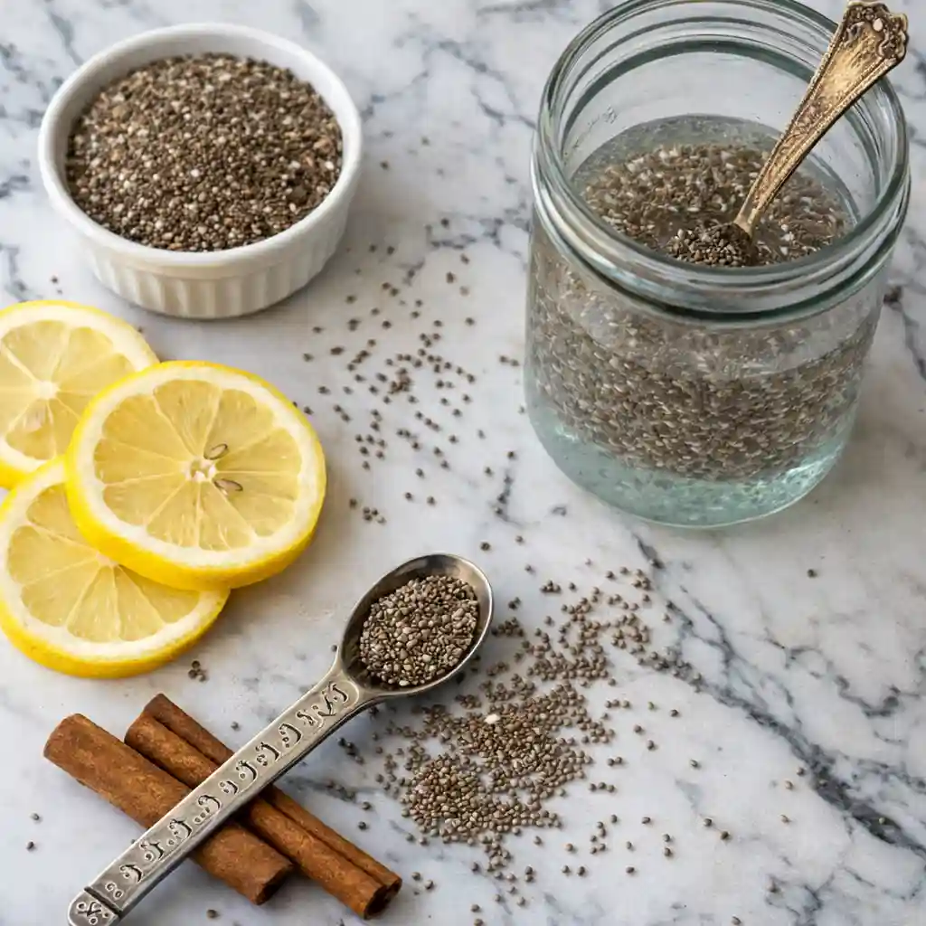 water with chia seeds for weight loss drink in glass