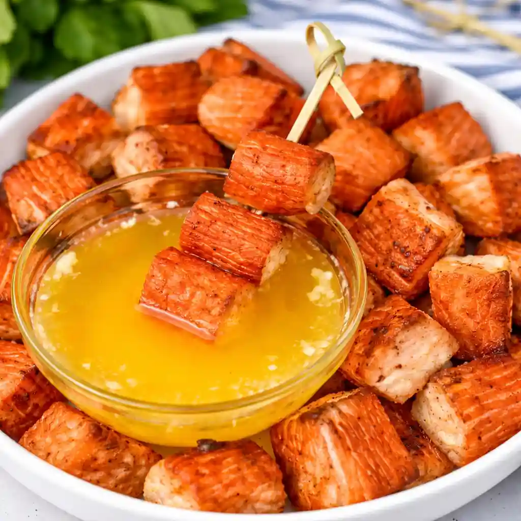 air fryer crab bites served with dipping sauce appetizer snack