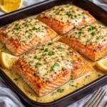 baked boursin salmon creamy garlic herb sauce flaky salmon easy dinner recipe
