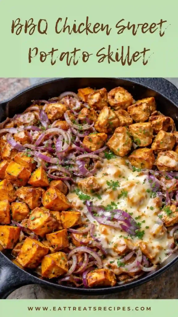 bbq chicken sweet potato skillet cheesy healthy meal