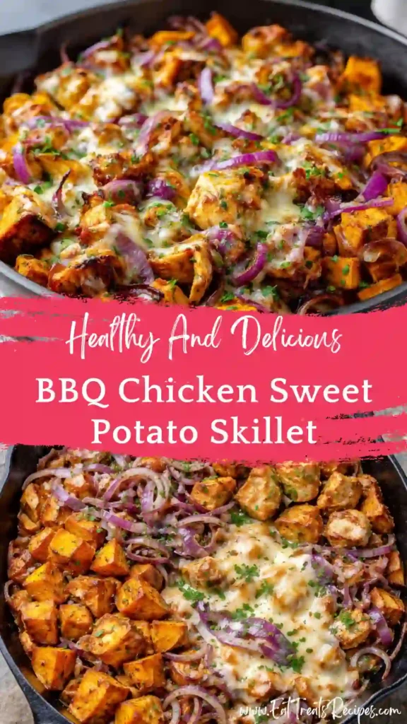 bbq chicken sweet potato skillet cheesy healthy meal