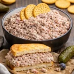 Creamy ham salad recipe served in a bowl ready for sandwiches