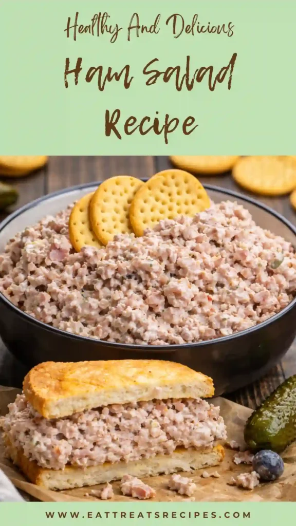 Creamy ham salad recipe served in a bowl ready for sandwiches